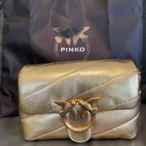 Beautiful mini gold Pinko crossbody/clutch nwot and dust bag